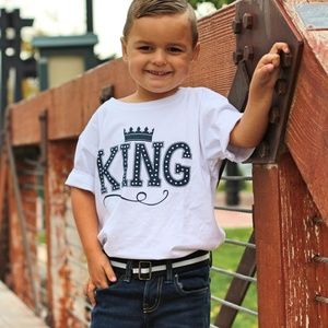 Apericots King Short Sleeve Toddler Boy White Tee